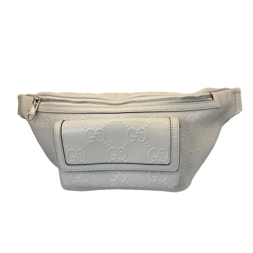 Gucci Perforated Guccissima Leather Belt Bag / Waist Bag Ivory Off-White